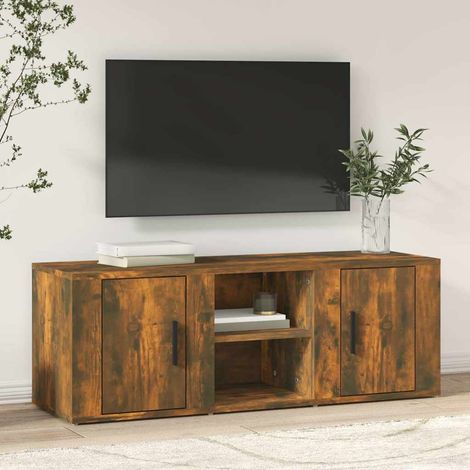 vidaXL TV Cabinet Smoked Oak 100x31,5x35 cm Engineered Wood (1/5)