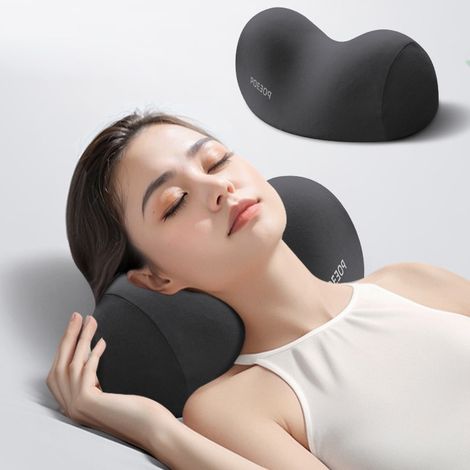 Oreiller cervical pour dormir, spécialement conçu pour protéger les vertèbres et la colonne vertébrale, aide à la traction et à la division du cou, pour les dormeurs sur le côté et sur le dos (noir et (1/5)