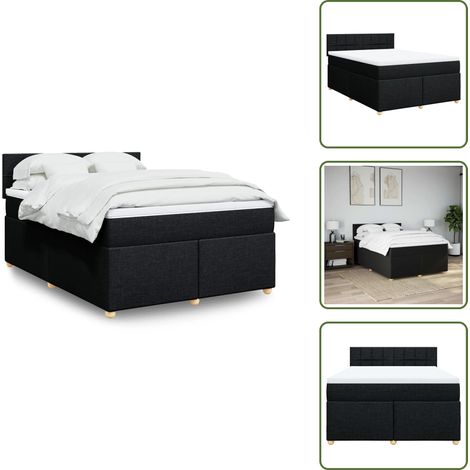 Sommier à lattes de lit avec matelas Noir 140x190 cm Tissu - Sommier À Lattes De Lit - Sommiers À Lattes De Lit - Lit - Meuble De Chambre À Coucher (1/5)