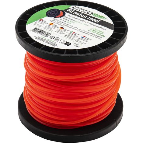 Werka Pro – Fil nylon rond 50m Ø 3,3 mm – Pour débroussailleuse – Couleur orange – Coupe nette sans éclat