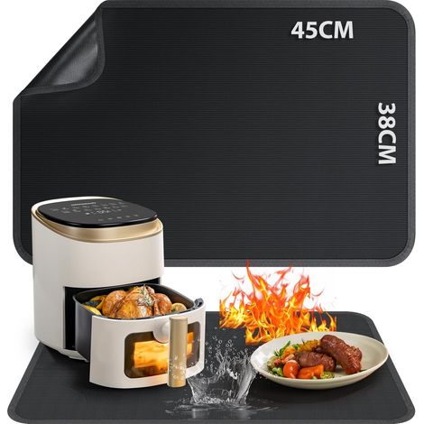 1 Tapis Ignifuge, Fibre De Verre Et Silicone, 38x45 Cm, Surface Antidérapante, Pour Cuisine Et Friteuse À Air