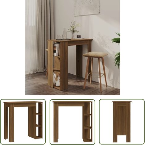 The Living Store Bartisch mit Regal Braun Eiche 102x50x103,5 cm Holzwerkstoff - Esstisch - Bartisch - Bistrotisch - Stehtisch - Kücheninsel (1/5)