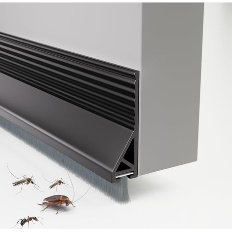 Joint bas de porte avec brosse 100 cm (39 pouces), joint de porte autocollant, anti‑poussière anti‑bruit contre insectes et petits animaux pour porte intérieure et extérieure (1/5)