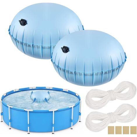 Lot de 2 Coussin Gonflable Piscine Rond,Coussin Piscine,Flotteur Hivernage Piscine 120x 120 CM,Pool Pillow,Dome Piscine Hors Sol avec 30M Corde D'équilibre,pour Les Bache Sol Piscine,Spas,Fontaine (1/5)