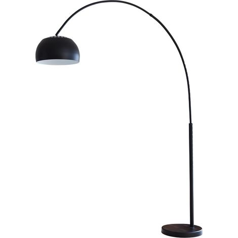 Lampadaire Arc Design Salon en Métal et Socle en Marbre Noir avec Variateur 195 cm - PANGIVO (1/4)