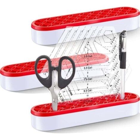 Ensemble de 3 pièces pour la : porte-règle, organisateur de cosmétiques en silicone, accessoires pour ciseaux et marqueurs. (1/4)