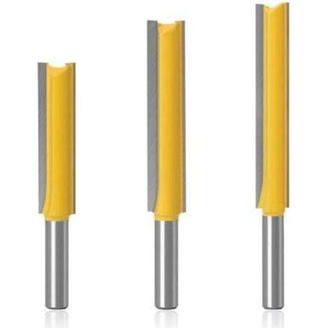 Fraises de fraisage bois 8 mm – Lot de 3 fraises carbure extra-longues droites pour défonceuse, rainurage et copiage (1/5)