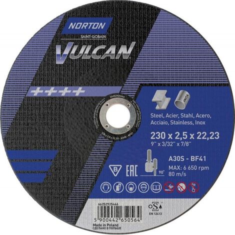 Disco de corte Norton vulcan 230 mm 2,5 mm aluminio (1/2)