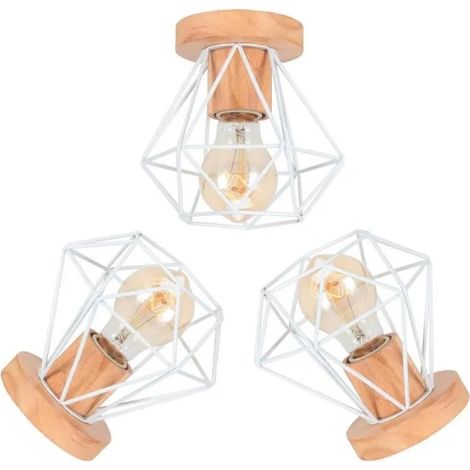 Yowei Lot de 3 Plafonnier Vintage,Créatif Plafonnier Moderne Industrielle Lampe de Plafonde en Cage Retro Style Edison pour Salon (1/4)