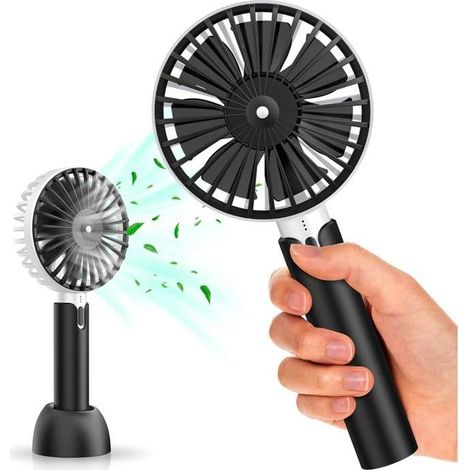 Mini ventilateur portable rechargeable par USB avec batterie 2600 mAh - 3 vitesses - idéal pour le bureau, la maison, les voyages et le maquillage (1/5)