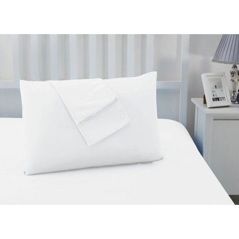Taies d'oreiller en microfibre brossée super douce - Lot de 2 taies d'oreiller hypoallergéniques respirantes sans repassage-Blanc (1/5)