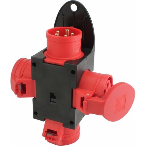 PCE CEE-Energiewürfel 3x CEE-Dose m Hängel rot Stecker & Kupplungen