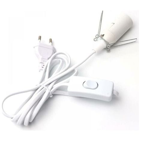 Câble pour lampe à sel avec interrupteur - E14-1,8 m - Douille pour lampe de sel, Blanc (1/4)