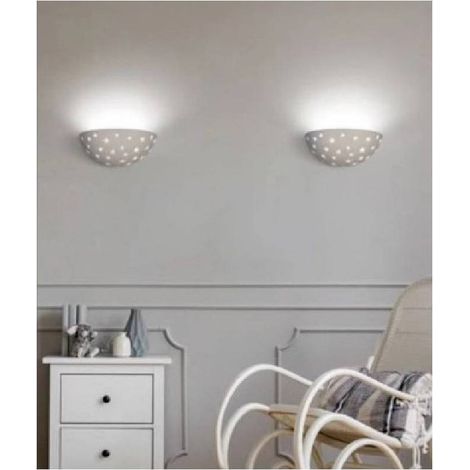 Trade Shop - Applique Mid-förmige Kreidewandlampe mit geschnitzten Sternen GS-E61 - (1/2)