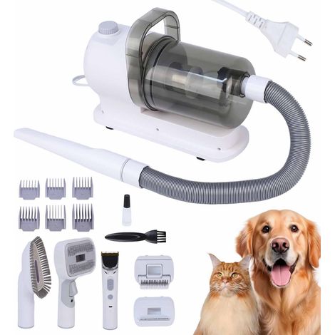 Kit De Toilettage Pour Chien, Aspirateur De Toilettage Pour Animaux De Compagnie, Aspirateur à Brosse Pour Chien Avec Bac à PoussièRe De 2,5 L Et 6 Outils De Toilettage