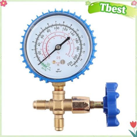 Manomètre de réfrigérant pour R410A R22 R134A R404A, avec connecteur fileté 1/4', vérifier la pression AC (1/4)