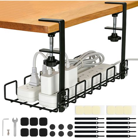 Plateau de Gestion des Câbles sous Bureau, Kit Cable Management, Support de Multiprise sous Bureau sans Perçage pour Bureau, Maison (1/5)