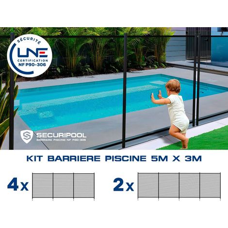 Kit barrière souple démontable SECURIPOOL NOIR piscine 5m x 3m NF P90-306