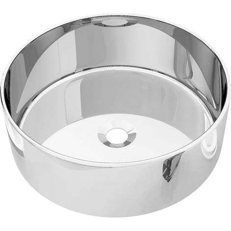 Wash Basin 40x15 cm Ceramic Silver vidaXL