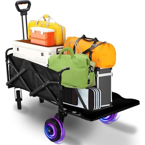 Electric Folding All-Terrain Trolley 160L/50kg with Tailgate, Black (1/5)