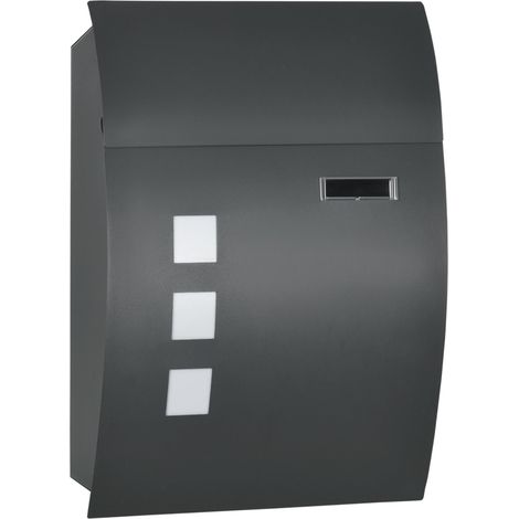 Cassetta Postale Curva 3 Fessure 45x10x32 cm 2 Chiavi in Acciaio Zincato Grigio (1/5)