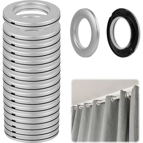 16 Pièces 42mm Anneaux Œillets Rideau Plastique, Silencieux et Durables pour Fenêtre, Douche, Vestiaire ou Porte, Argenté Mat, Facile à Installer (1/5)