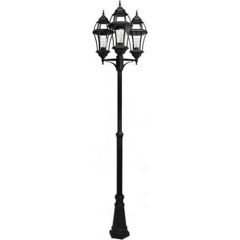 becrux aluminium straßenleuchte 3xe27 schwarz ip44 234x60x60x60 cm höhenverstellbar ip44