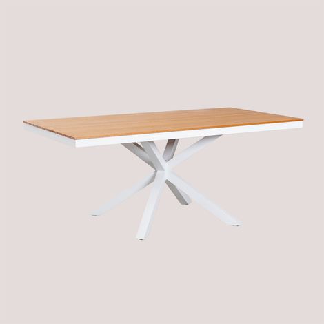 Tavolo da giardino rettangolare 180x100 cm in alluminio e legno Archer SKLUM