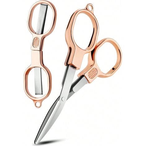 Ciseaux pliants rétro à double cercle, petits ciseaux portables, mini format pour la pêche privée, voyage et usage domestique. (1/4)