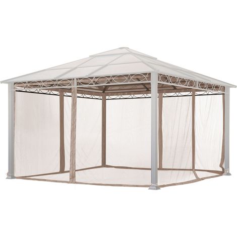 TOOLPORT Moskitonetz für Gartenpavillon Rendezvous Deluxe 4x4 m - Polyester - Insektengitter mit Reißverschluss - cappuccino (1/5)
