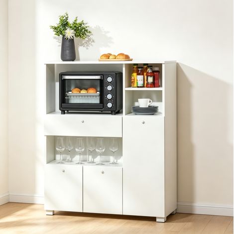 Küchenschrank 90/40/120 cm Weiß mit Nischen, Schublade und 3 Türen (1/5)
