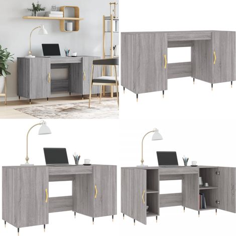 Schreibtisch Grau Sonoma 140x50x75 cm Holzwerkstoff - Bürostuhl - Schreibtisch Grau - Home Office - Arbeitsplatzgestaltung - Ergonomischer Stuhl - Home & Living