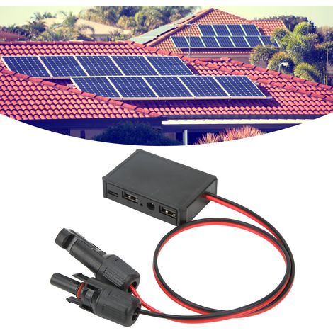 Adaptador estabilizador de voltaje USB para paneles solares con conector USB Tipo-C DC para cargar teléfonos inteligentes – Cable ABS de 62 g, cable de cobre de 10 AWG/14 AWG, 2 puertos USB, 1 puerto (1/5)