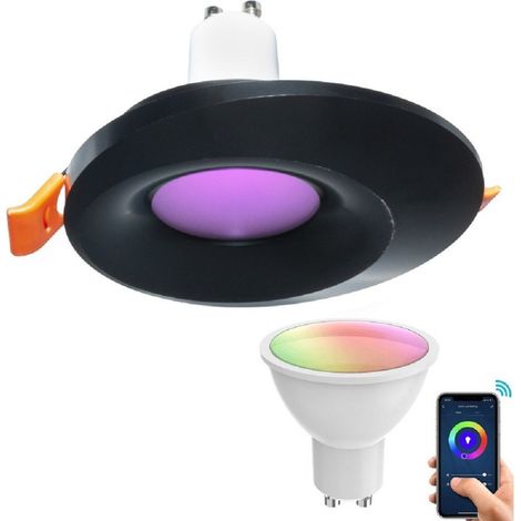 Faretto Led Smart Incasso 65mm Led 5w Gu10 Intelligente Wifi Rgb Cct Alexa Google Noir (1/2)