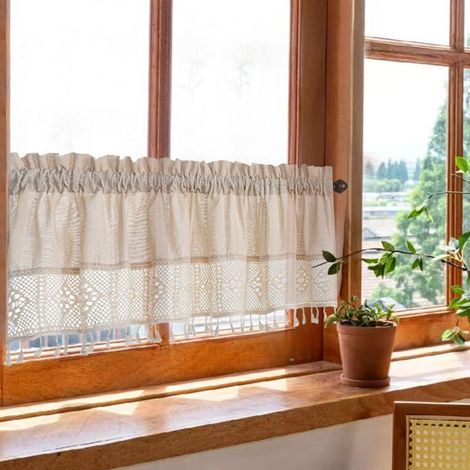 Rideau Tassel - 132 x 46 cm - Pour Cuisine Salle De Bain Chambre - Occultation Partielle - 1 Pièce (1/5)