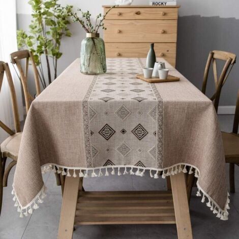 Nappe de table à manger, différentes tailles, simple et fluide, tissu à carreaux, couleur café, 110 x 170 cm (1/5)