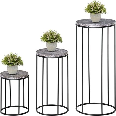 Juego De 3 Soportes Para Plantas Con Aspecto De Mármol, Taburetes Apilables Para Flores, Decorativos