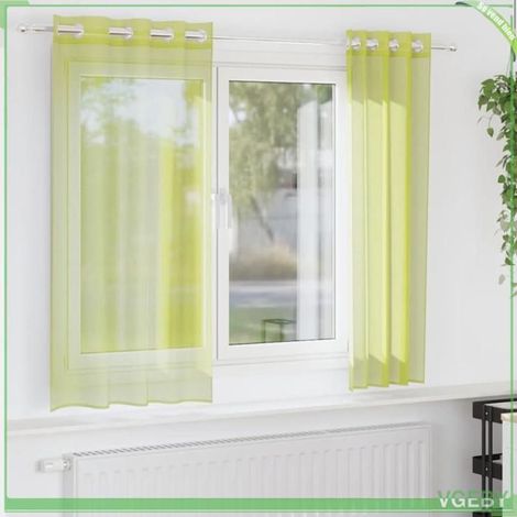 4102054 Rideaux en voile avec illets 2 pcs vert pomme 140x175 cm (1/5)