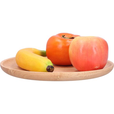 Rundes Tablett aus Gummibaumholz (24 cm Durchmesser) für Teeservice, Obst, Snacks oder als Aufbewahrungsplatte (1/5)