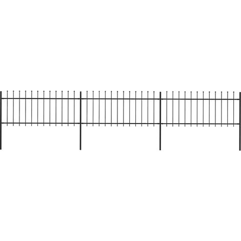 277604 Garden Fence with Spear Top Steel 537x80 cm Black (3x144924) vidaXL