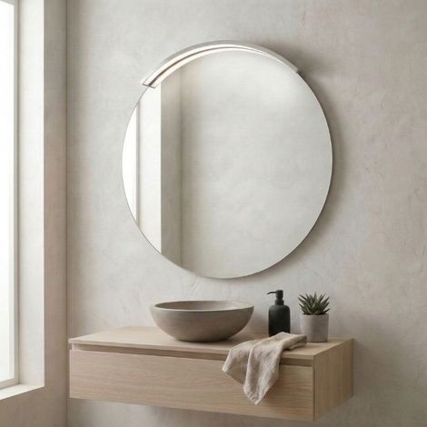 Specchio da bagno rotondo 60 cm con lampada Moon (1/4)