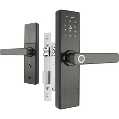 Serrure de porte intelligente Serrure de porte électronique Wifi avec application Tuya à distance/empreinte digitale biométrique/carte à puce/mot de passe/clé ( Color : 1 UK , Size : FG5Plus-22x225 50 (1/5)