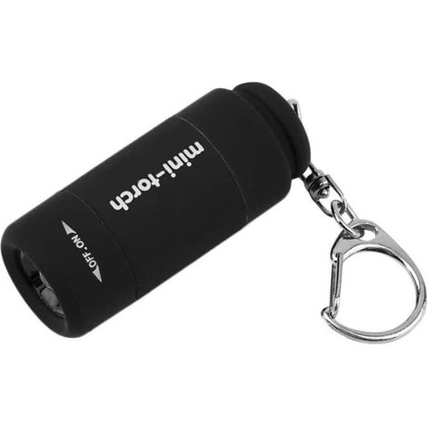 Mini lampe de poche - PZCC - Mini porte-clés LED - Rechargeable USB - Noir - Portable (1/4)
