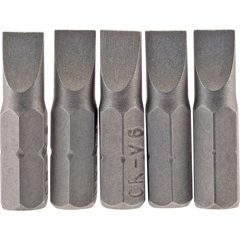 Draper 5-Piece 25mm and 6mm Plain Slot E-Shank Insert Bits Set – 1/4" Hex Drive (1/5)