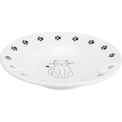 Gamelle, plate, chat/pattes, en céramique 0,2 L/ø 15 cm, blanc (1/2)