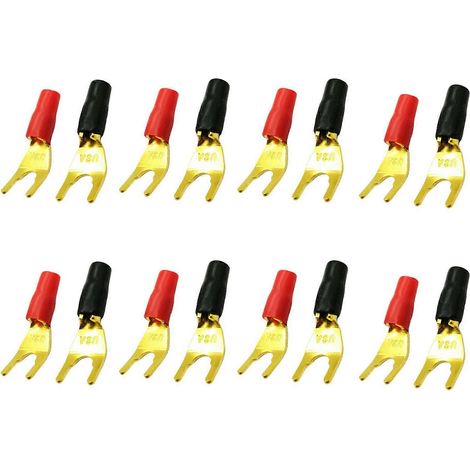 16Pcs/8Pairs Y U Spade Banana Connecteur Doré Plated Solderless Fork Enceinte Banana Bouchon Adaptateur (1/5)