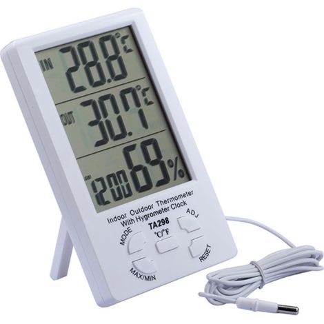 Digitales LCD-Thermometer-Hygrometer mit hochpräzisem Außensensor, leicht und einfach zu bedienen (1/5)
