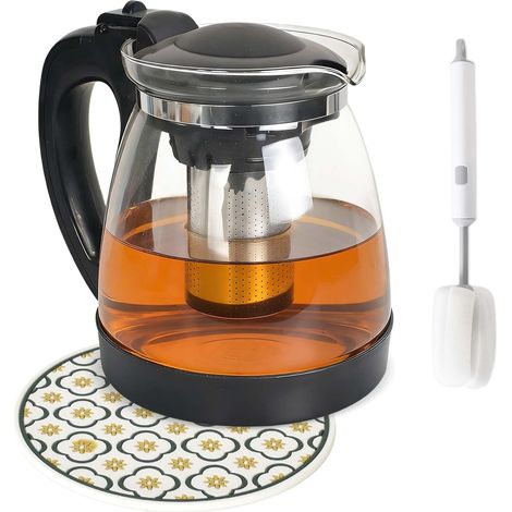 Théière en Verre avec Infuseur en acier inoxydable 2000ml Theiere Transparente en Verre Théière avec Filtre Intégré Teapot Pour la préparation de thés en vrac (1/5)