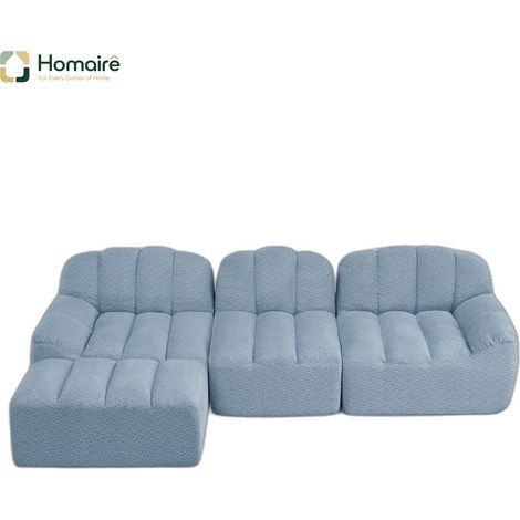 Canapé modulable en polaire bleu avec accoudoirs 288 x 165 x 79 cm HOMAIRE (1/5)