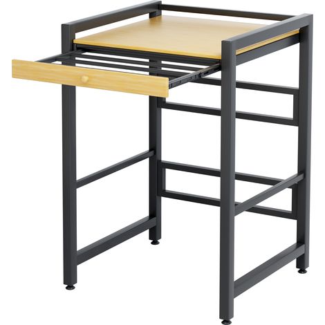 FIANAO – Ablagegestell über Waschmaschine – mit Arbeitsplatte und Schiebebügel, rostbeständig, platzsparend, für Balkon, Holzfarben – Maße: 63 × 73 × 105 cm (1/5)